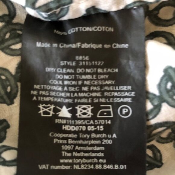 TORY BURCH Toggle Chain Green Cotton Long Sleeve Button Up Banded Collar… - Picture 12 of 16